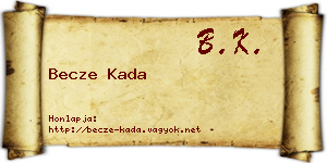 Becze Kada névjegykártya